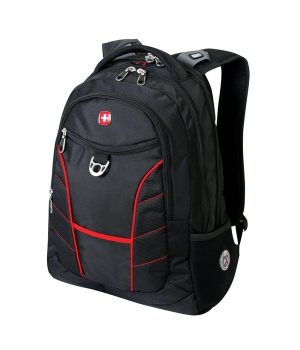 Стильный городской рюкзак *WENGER* «RAD» цв. черный/красный, полиэстер 900D, 35х20х47 см
